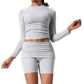 Women's slim-fit yoga outfit: padded, tummy-control, fold-over waist, casual running set - perfect for yoga or everyday wear