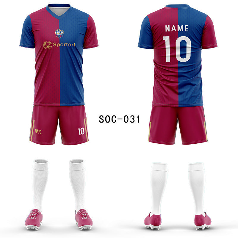 2025 new football jersey set men's football jersey team game jersey short-sleeved sports training jersey customization