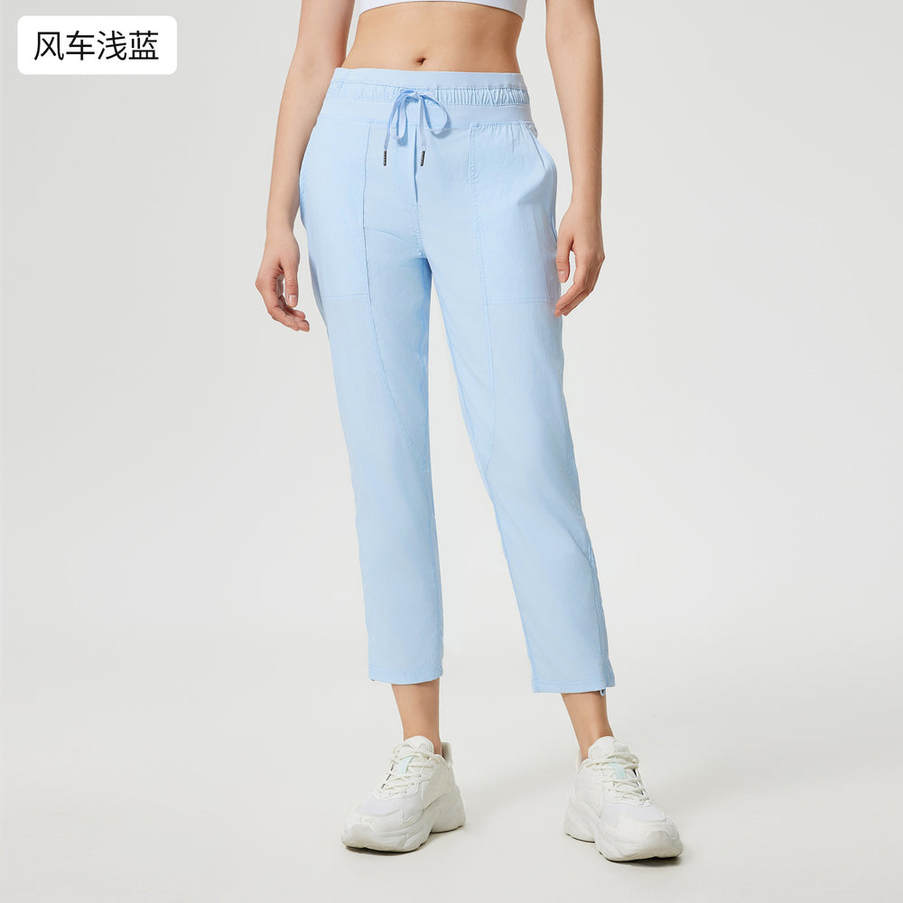 Spring/summer lightweight breathable ice-feel casual sports pants for women - two-way wear, slimming, running & fitness straight-leg pants dss070