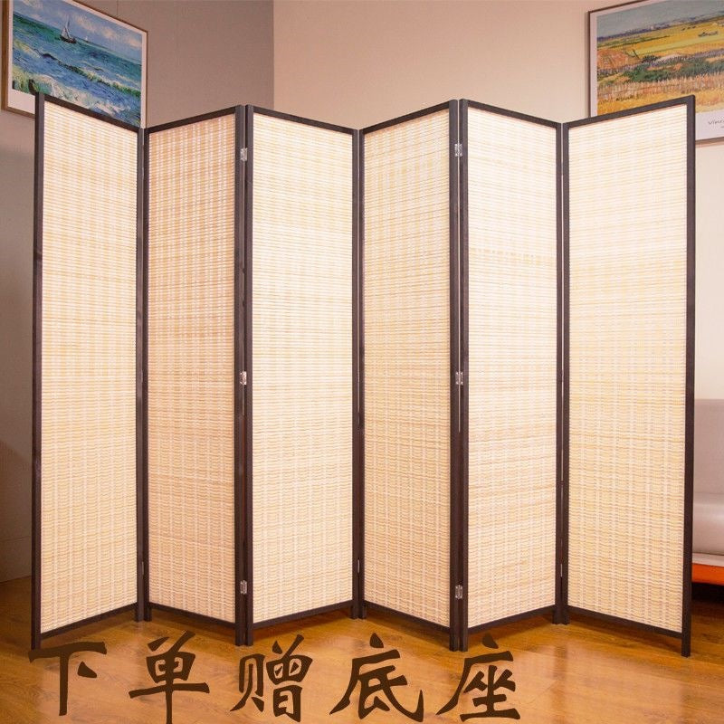 Chinese style bamboo screen partition wall living room simple modern foldable wooden movable bedroom screen for home screen