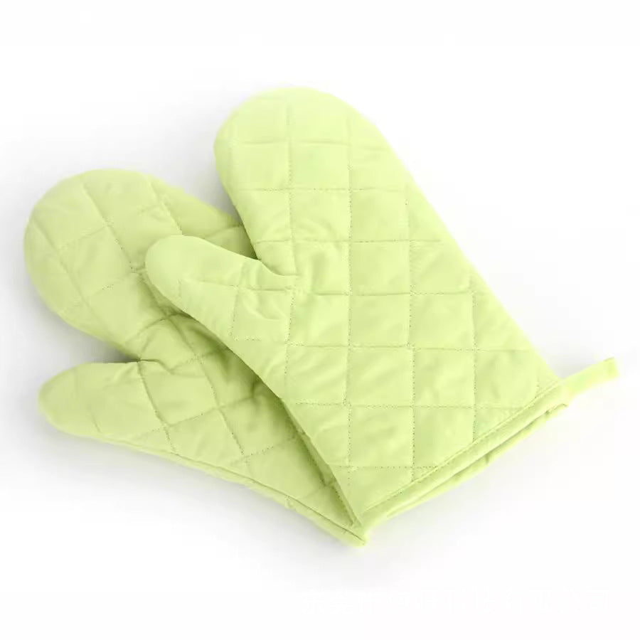 Solid color quilted oven mitts - thickened, microwave safe, baking, oven, anti-scald, heat insulation, non-slip, high temperature resistant, extra thick insulation