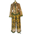 European and american cross-border women's fashion  autumn new casual turn-down collar printed loose long-sleeve shirt and wide-leg pants set