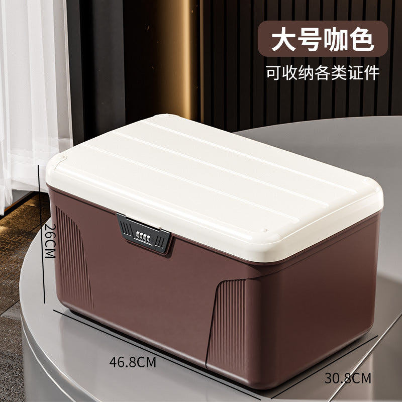 Locked storage box for household valuables, file storage, password box, large-capacity car-mounted household plastic finishing box