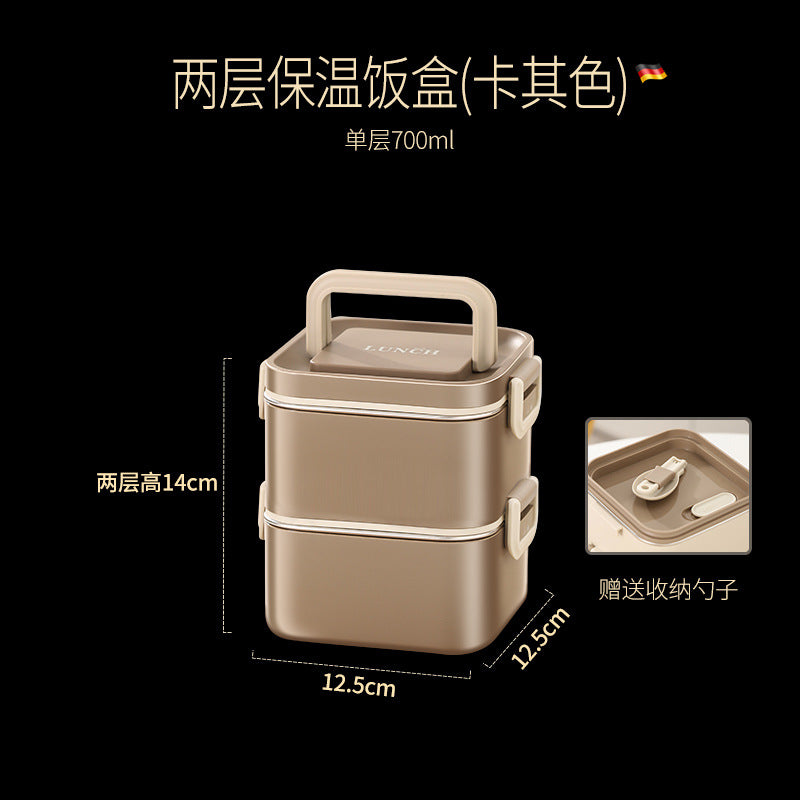304 stainless steel layered thermal insulation lunch box can be heated in microwave oven, office workers bring rice, light and divided bento lunch box