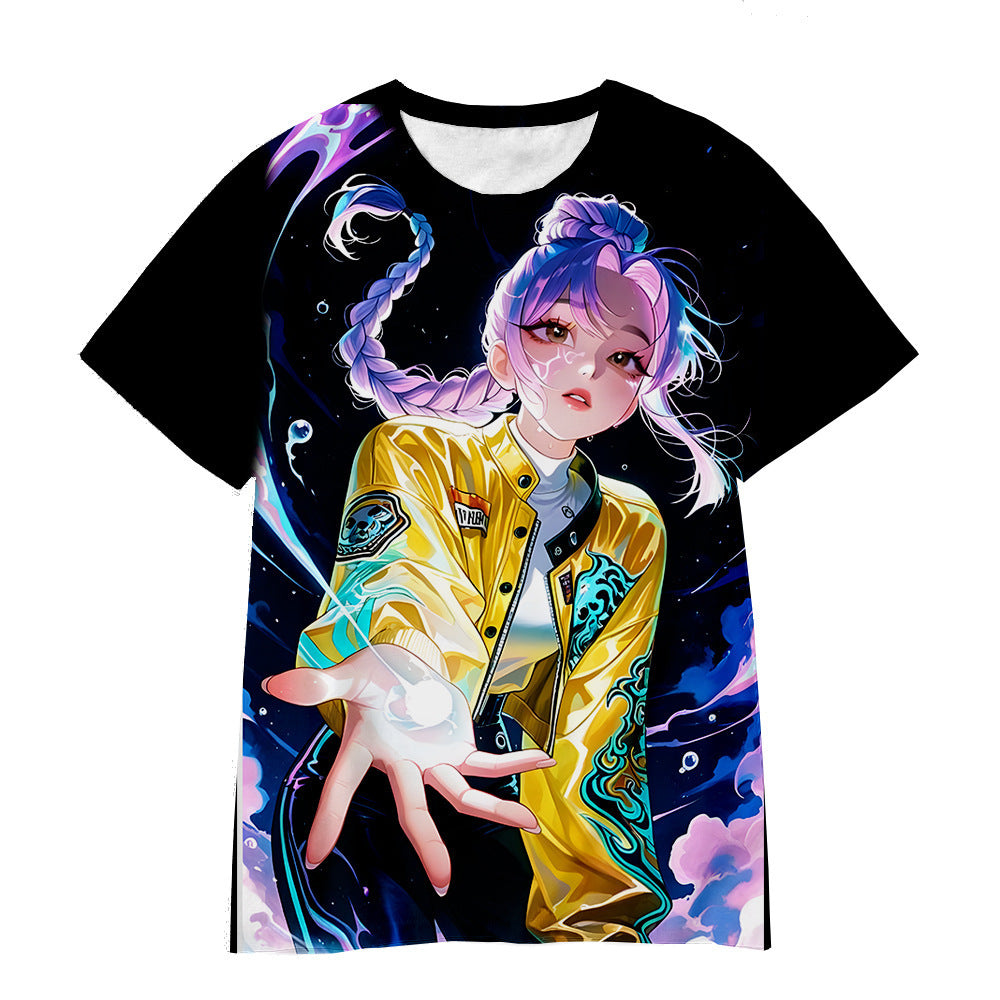 Witcher boy group 3d digital printing cross-border overseas casual loosefashion t-shirt k-pop girls t-shirt