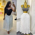 Classic fashion pleated polka dot midi skirt - french sweet style, versatile high-waisted a-line skirt