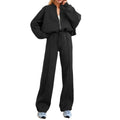 cross-border e-commerce women's fashion: european and american summer new arrivals - solid color zip-up cardigan sweatshirt, stylish casual outfit set