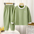 Kids' boneless fleece-lined turtleneck thermal underwear set - new autumn collection for boys and girls - striped, extra thick, warm innerwear set