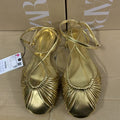 Za2025 spring new arrivals: women's gold-plated metal-effect hollow-out round-toe ankle strap sandals
