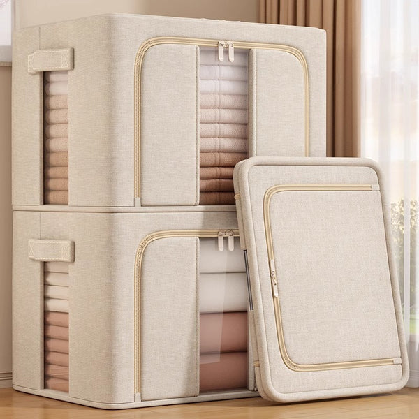 Tianshan cotton and linen clothes storage box household large-capacity fabric folding Baina box clothing quilt turnover storage box