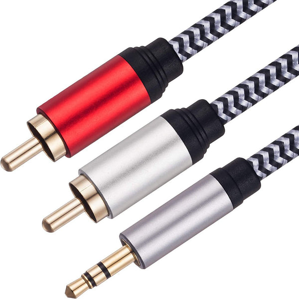 3.5mm to 2RCA audio cable, computer and mobile phone connected to speaker power amplifier aux output cable