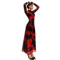 Aliexpress 1688 independent station in stock red tie-dye mesh printinglong women's dress