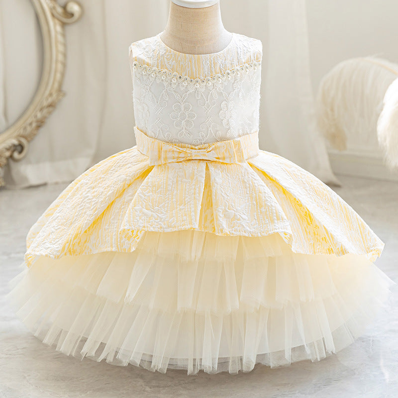 Export ready stock wholesale children's dresslace cake princess dress baby girl party evening dress kids dress