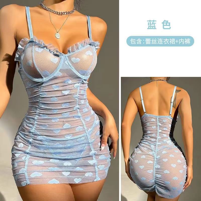 new european and american style sexy see-through lace dress set lingerie for women - cross-border e-commerce