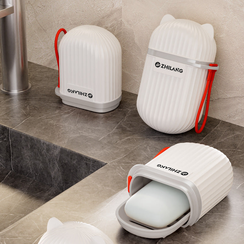 Transparent light luxury premium soap dish - travel-friendly mini soap box with airtight lid and drainage