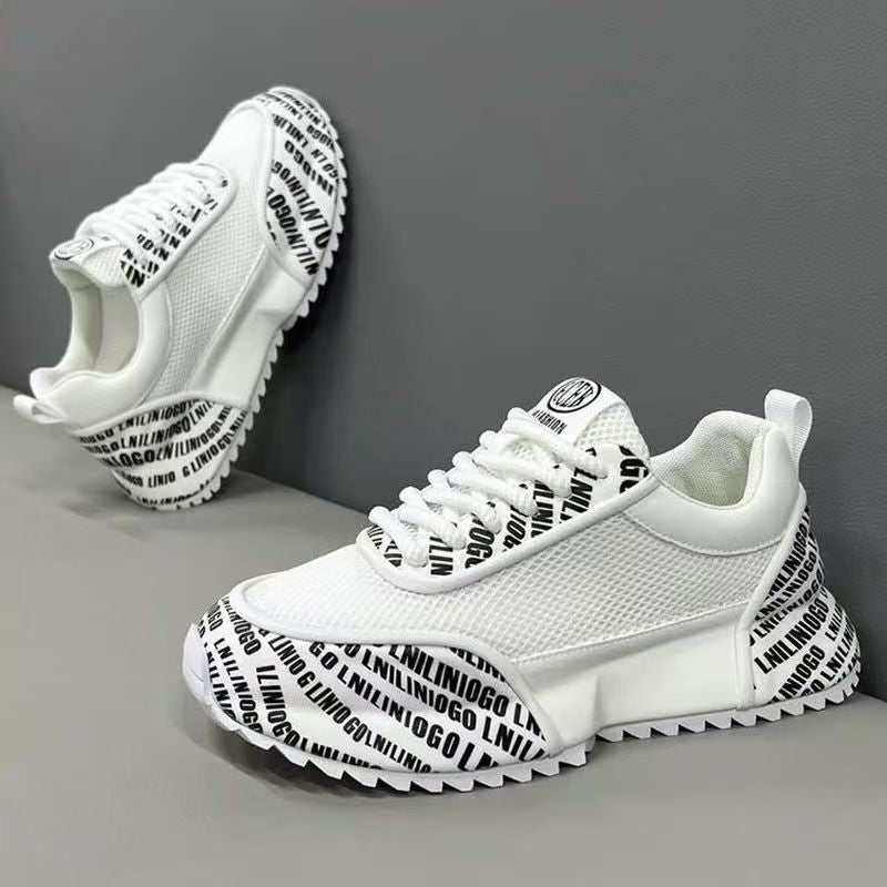 2025 winter men's trendy casual shoes: versatile, breathable mesh, fashionable soft sole, lightweight korean style running sneakers