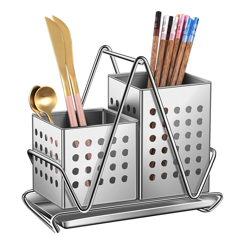 304 chopstick cylinder stainless steel wall-mounted drain rack household chopstick cage kitchen spoon storage box chopstick bucket
