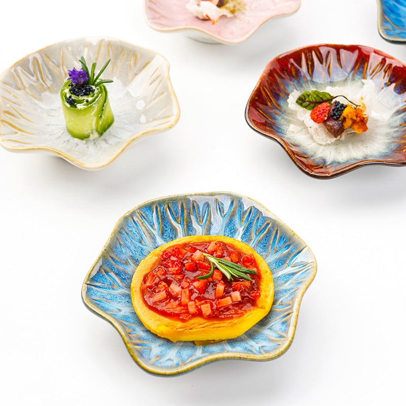 Japanese retro dipping sauce dish ceramic seasoning dish home restaurant stylish high-value seasoning snack dish cold dish plate