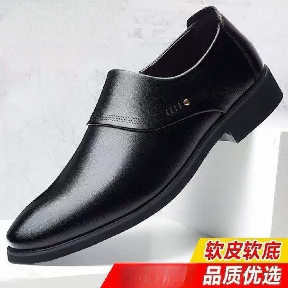 Men's leather dress shoes - 2024 spring collection: premium business casual, hidden heel, versatile, and available in plus sizes