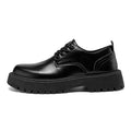 Autumn new men's casual leather shoes, retro work boots, lace-up soft sole breathable height increasing chunky sole oxfords