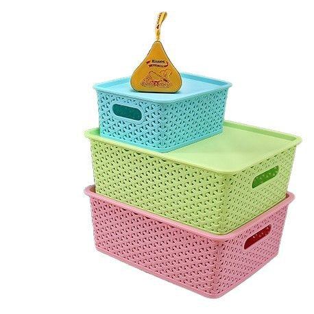 Rattan plastic storage basket Fruit basket Kitchen storage Office toy storage basket