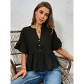 code new arrival  original women's casualpure colorv neckruffles short-sleeved tops