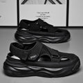 Sandalsmennew arrivalsummeroutwearcut out breathable deodorizing filter hole buckle beach shoes non-slip half-toe shoes toe cap