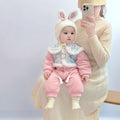 Baby autumn/winter chinese style romper - cute princess full month celebration hanfu - fleece-lined quilted outfit