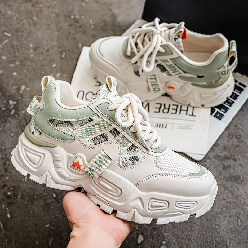 Men's shoes 2025 new winter mesh breathable hot-selling youth sports casual chunky sole trendy soft sole dad shoes
