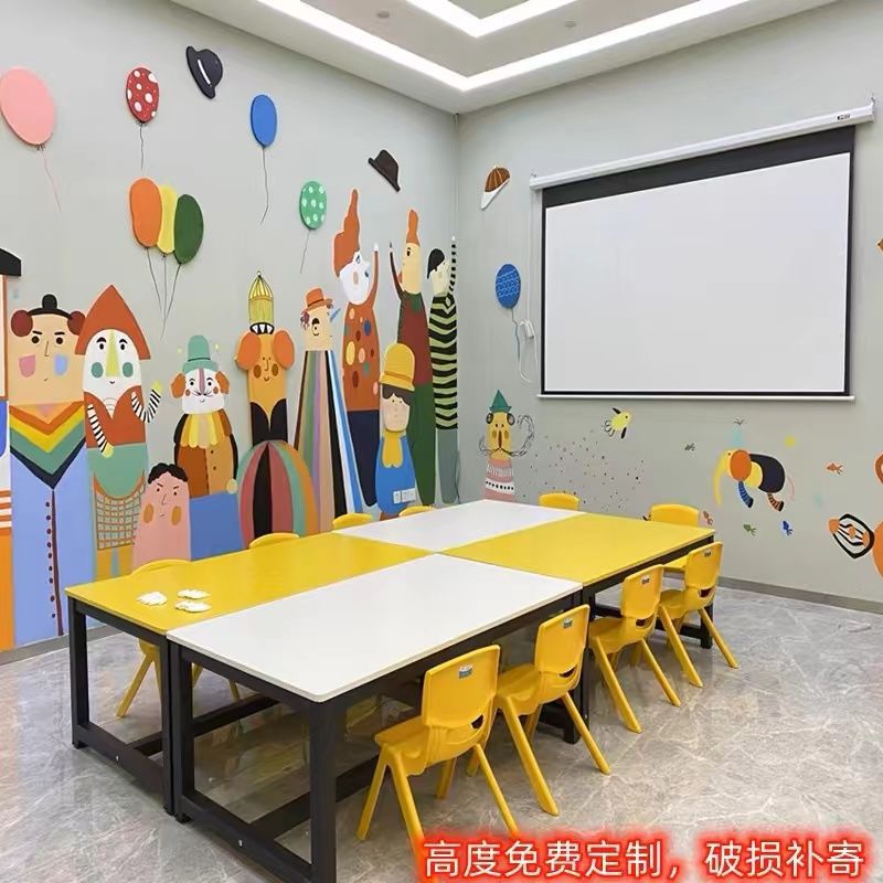 Kindergarten primary school students color desks and chairs children's studio training painting table art manual tutoring class