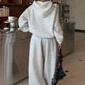 fashion cross-border comfy basics suit pure color dropped shoulder hooded sweatshirt wide-leg casualpants
