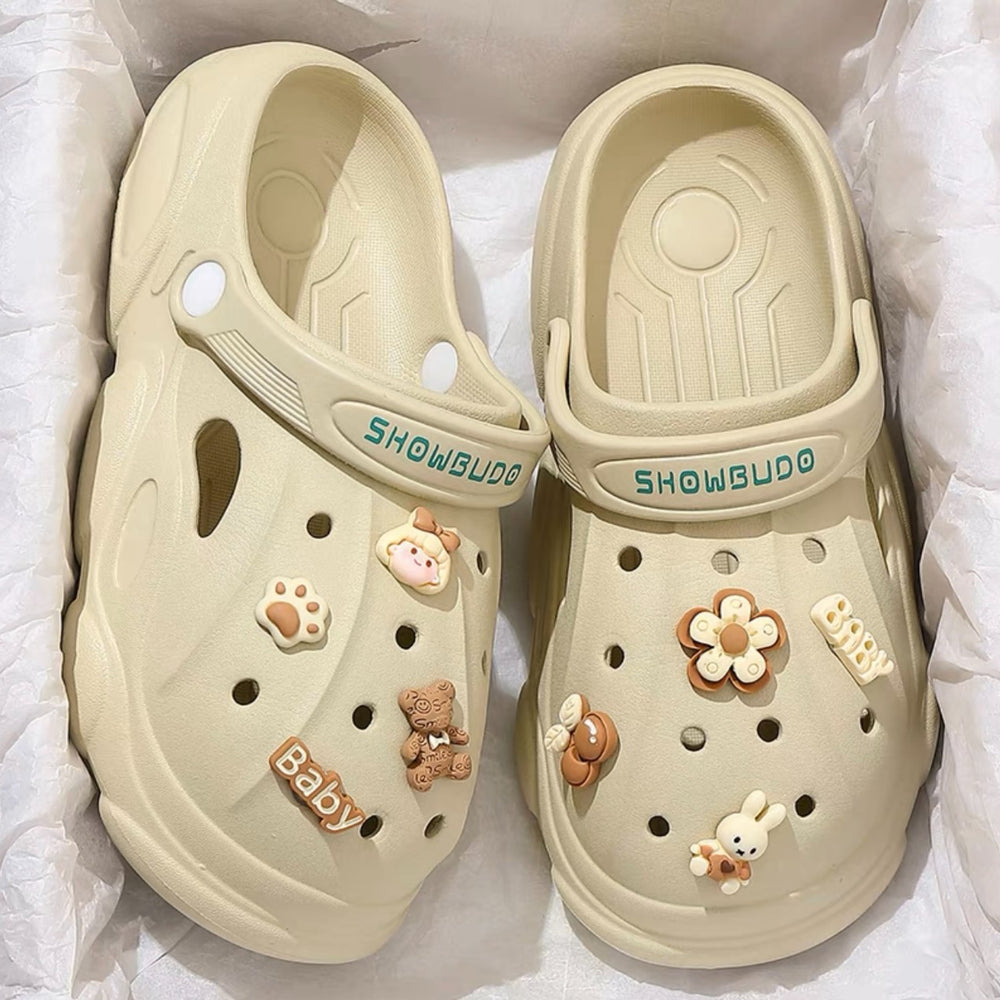 Crocs men's summernew arrival outdoor beach thick solenon-slip sandals toe-cap half slippers men2025outwear