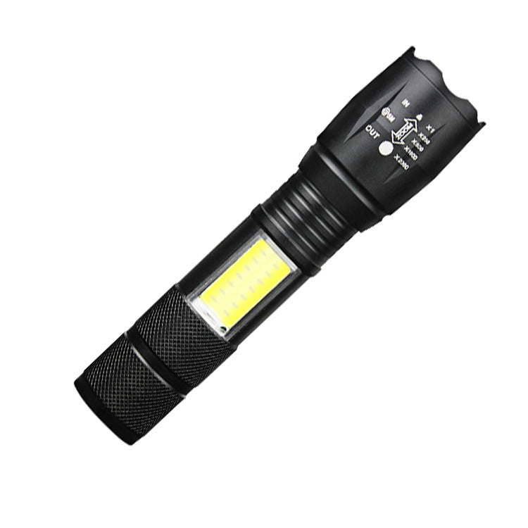 LED strong light telescopic zoom remote shooting outdoor USB charging flashlight side light OSB strong light built-in flashlight