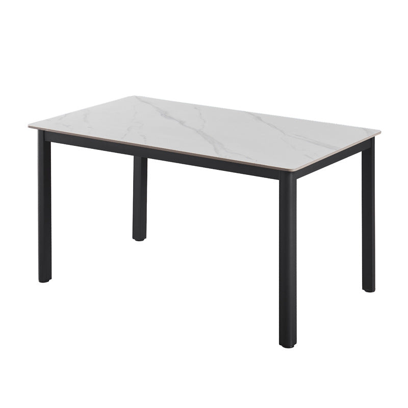 Modern minimalist sintered stone dining table, rectangular dining table for home use, small apartment minimalist dining table with fan-shaped legs