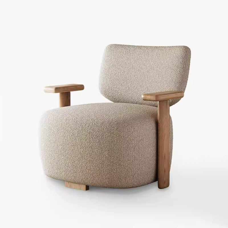 Scandinavian living room casual wabi-sabi style white ash wood cashmere fabric for home business backrest casual single sofa chair