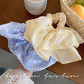 Yellow grids pattern skirt large intestine hair tie korean ins style eleganteasiest for match low ponytail hair rope headband flower hair accessories