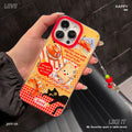 Bread and black cat compatible apple 17 air stand protective case creative toast iphone 16 pro phone case 15