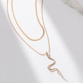 Wholesale snake pendants: european and american cross-border creative necklaces, fashionable minimalist double-layer stackable hip-hop zodiac snake jewelry for women