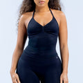 Dfyin stock cross-border high-elastic halter back tight long vest fitness sports vest detachable bra