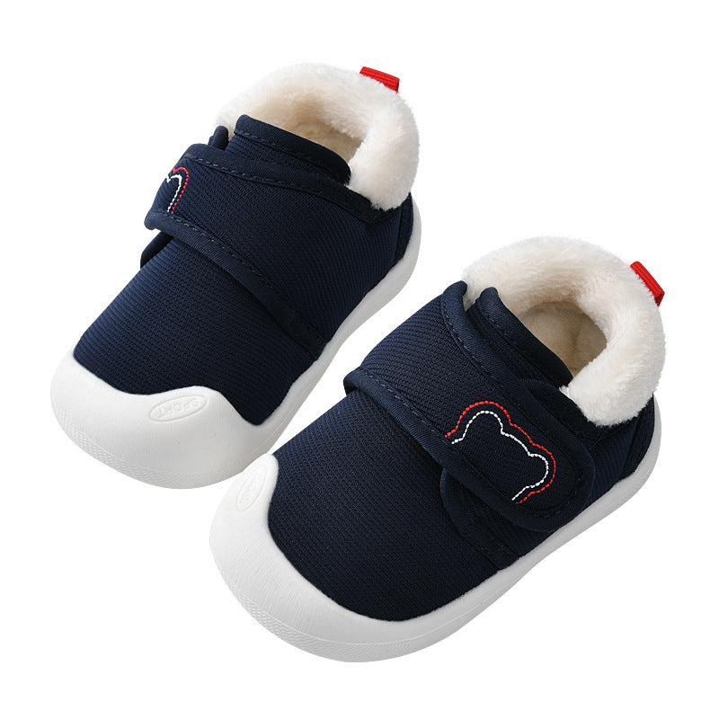 Baby walking shoes for girls, autumn/winter infant shoes, toddler shoes (0-1-2 years), soft sole fleece-lined cotton shoes, baby boy shoes