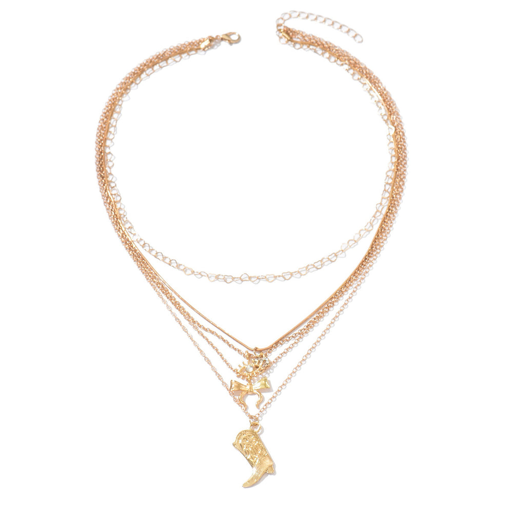 Wholesale heart-shaped bow necklace - european & american cross-border trendy jewelry - evil eye diamond-studded layered choker