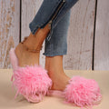 Amazon slippers winter stuffed flip flops indoor and outdoor heattech plus size furry slippers women's long stuffed floor slippers