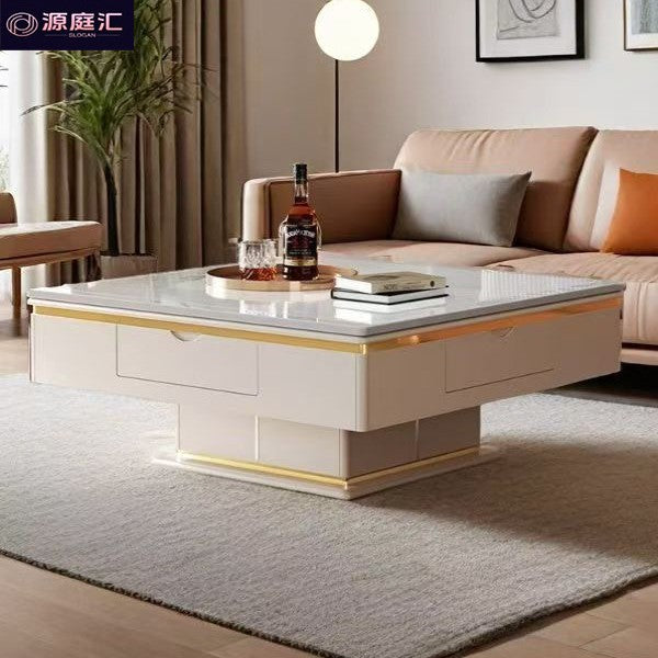 Rock slab mahjong table all-in-one dining table coffee table accessible luxury modern square multi-functional adjustable dual-purpose for home mahjong machine