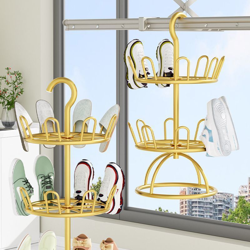 Shoe drying shoe rack rotating balcony bold new slippers mobile floor outdoor storage rack shoe drying artifact