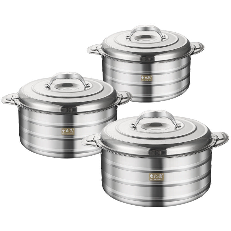 Cross-border African stainless steel fresh-keeping lunch box set, pot set,  10-piece pot set, double-layer foaming heat insulation pot