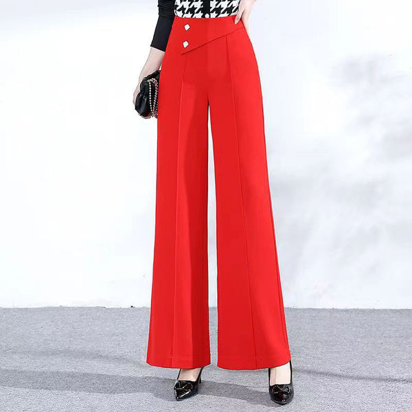 Spring and Autumn European and American   new fashion solid color drape high waist casual pants long pants wide leg pants women