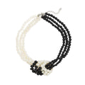 Multi-layered imitation pearl necklace wholesale, european and american fashion, artistic retro black and white color block jewelry, high-end women's choker