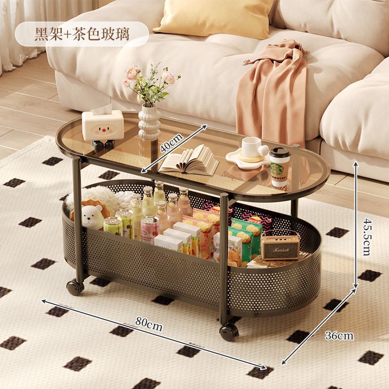 Cream style movable coffee table small apartment living room sofa side cabinet side coffee table simple modern storage trolley