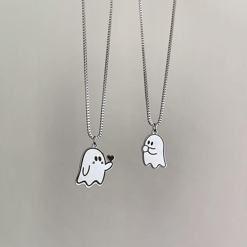Halloween necklace wholesale fashion cross-border jewelry cartoon oil drop heart ghost pendant necklace couple necklace women