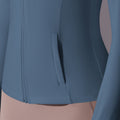 New double-sided nylon solid color zipper pocket hooded sports jacket running fitness yoga long sleeve outerwear for women